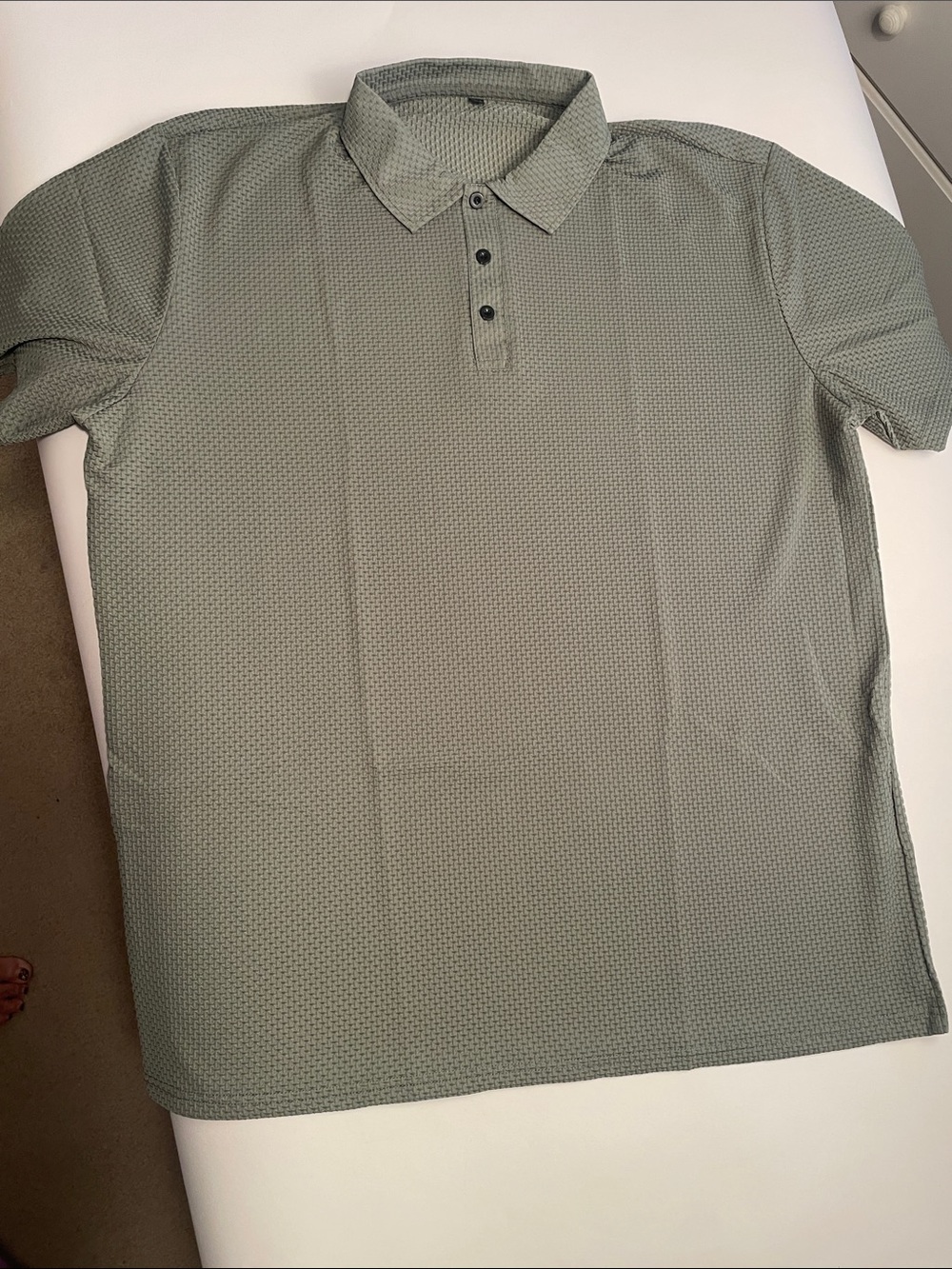 Men's Textured Polo Shirt - Sage Green